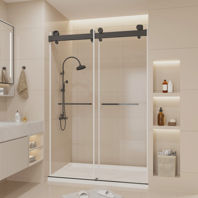 Double Sliding Frameless Shower Door in 57-60 in W X 79 in H