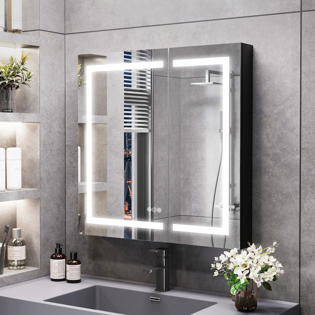 Bathroom Recessed or Surface Mounted LED Lights Medicine Cabinet with Mirror-32*32