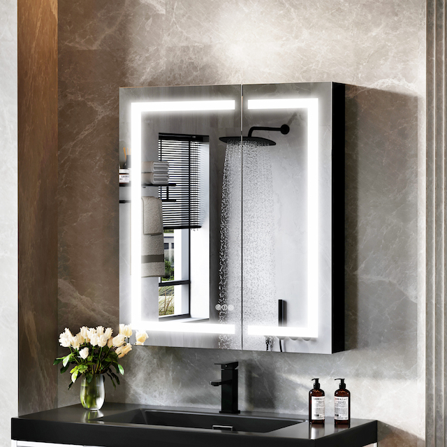Bathroom Recessed or Surface Mounted LED Lights Medicine Cabinet with Mirror-36*32