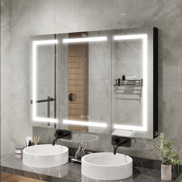 Bathroom Recessed or Surface Mounted LED Lights Medicine Cabinet with Mirror-48*32