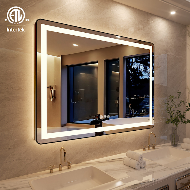 Aluminum Micro-arc Framed bathroom Vanity Wall Mounted LED lighted Mirror